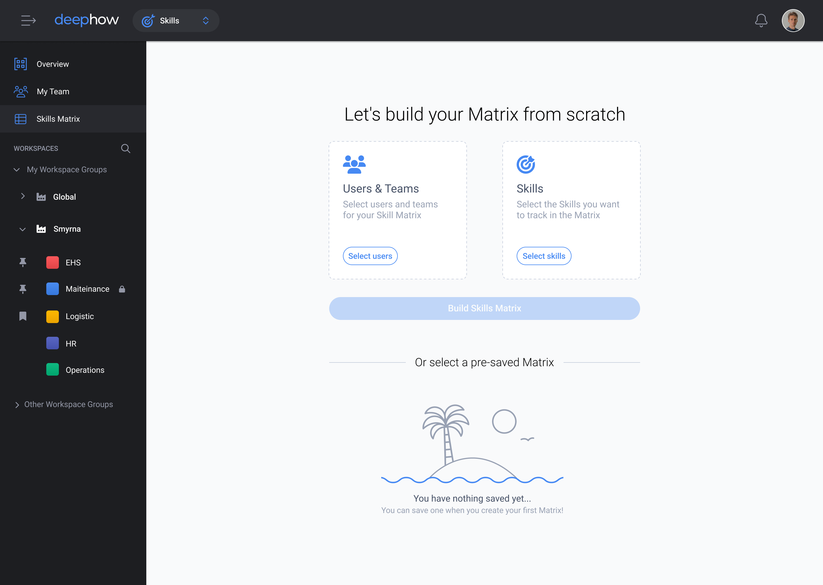 Skills Matrix, setup flow