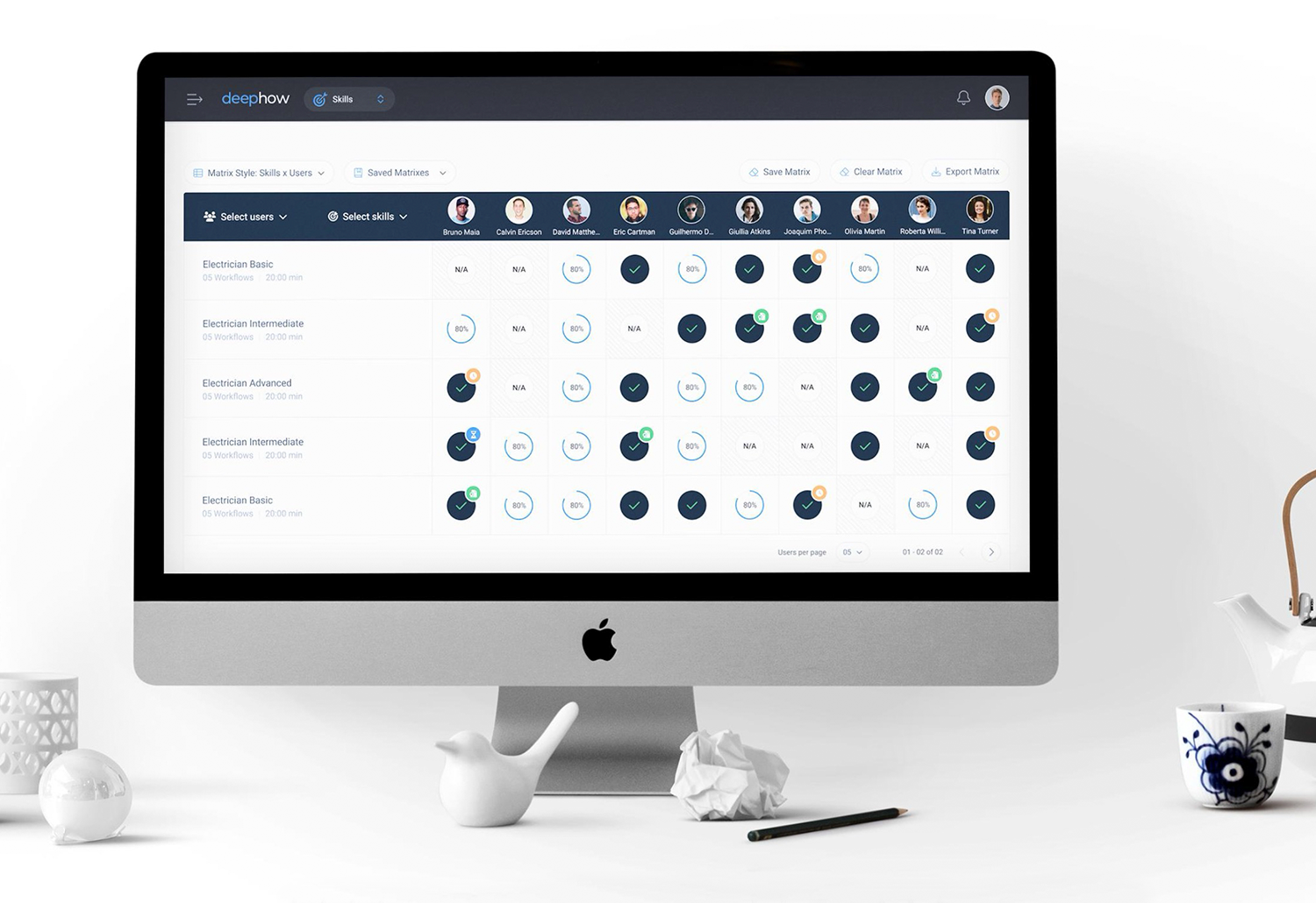 Skills Matrix mockup